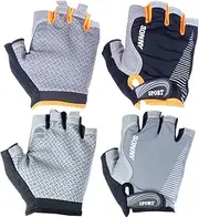 [kilofly] Breathable Half Finger Padded Cycling Biking Sport Gloves, 2 Pairs Set