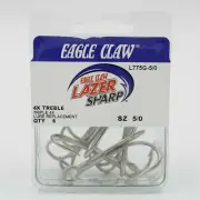Eagle Claw Lazer Sharp L775G 4X Treble 5 Pack Fishing Hooks Size 5/0