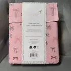 Papyrus Pink Bows Cotton Percale Sheet Set - twin set 200 thread