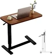 AMZYYDS Foldable Over Bed Table,Medical Adjustable Overbed Bedside Table,Portable Desk,Mobile Standing Desk Laptop Desk Rolling Computer Cart Movable Overbed Table Hospital 80 * 40cm (Walnut Brown)