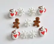 Double Dippers / Dress It Up Shank Buttons / Hot Chocolate & Snowflakes