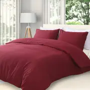 LINENOVA 2000TC Hotel Soft Quilt Cover Pillowcases Set(Burgundy,King)