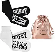 [Jacriah] Couples Socks Set Newlyweds Gift – Hubby and Wifey Wedding Socks