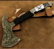 CUSTOM HANDMADE DAMASCUS STEEL WOOD AXE HATCHET TOMAHAWK Throwing Forged