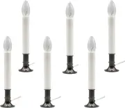 Electric Window Candle Lamps with Pewter Plated Base &Dusk-to-Dawn Sensor 6 Pack