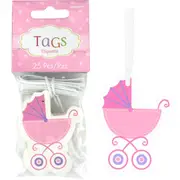 Pink Baby Carriage Paper Gift Tags (Pack of 25)