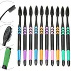 10Pcs Bamboo Charcoal Toothbrush Oral Heathy Care Ultra Soft Nano Teeth Brush