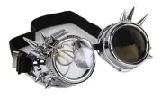 Steampunk Victorian Welding Spike Silver Goggles 2X Lens Scissors Cosplay