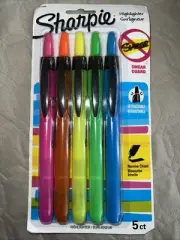 Highlighter SHARPIE Retractable Fluorescent narrow chisel PEN 1 Pack of 5 colors