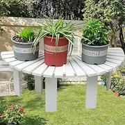 Wooden Semicircular Slat Bench, Tree Bench Wrap Around Curved Bench, Weatherproof Smooth Surface Outdoor Benches for Garden Park Yard Patio Deck Lawn(White,Half Round)