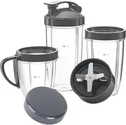 Blender Replacement Parts Combo,Blade/Cup/Lids Compatible with NutriBullet Blender 600W 900W NB-101B NB-101S NB-201,Blender/Mixer/Juicer Accessories Spare Parts for Nutri Bullet (8PC SET)