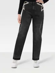 Black Denim Star Cut Out Jeans