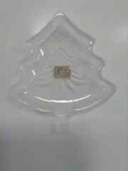 Mikasa Yuletide Frosted Christmas Tree Glass Candy Dish-2 New In Box