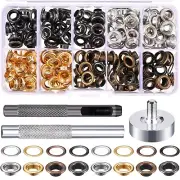 1/4 Inch Grommet Kit 200 Sets Grommets Eyelets with 3 Pieces Install Tool Kit