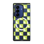 Galaxy Z Fold7 Impact Magnetic Case Yin Yang Check Mate - Neon Green