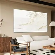 Canvas Wall Art Decor White Wall Art Silent Waves With Gold Canvas Art Wall Decor Wall Painting Decorations Artwork Wall Art Prints For Room Living Room Bedroom Office Wall Decor 20x40 Inch