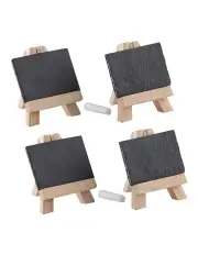 [TEMPA] Tuscany Mini Slate Chalk Writing Boards Stands 4 Piece in Black