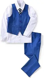 [YuanLu] 4 Piece Boys' Formal Suit Set Vest Pants Dress Shirt Tie