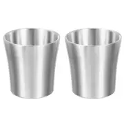 2 Pcs 304 Stainless Steel Cup, 6.08oz/180ml Double Wall Water Glasses Silver