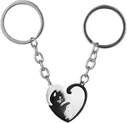 [homfanseec] Cat Matching Keychains for Couples, Cat Keychains for Him and Her, Heart-shaped Puzzle Pendant for Wife Husband, Best Friend