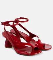 [Dries Van Noten] Dries Van Noten Asymmetric patent leather sandals AU 6 red