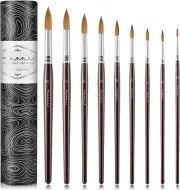 Sable Watercolor Brushes 9Pcs Professional Superior Kolinsky Watercolor Paint