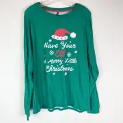 Jaclyn Intimates NWT Green Christmas Holiday Elf Cozy Sleep shirt L