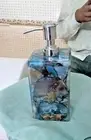 5'' Handmade Blue Agate Stone Soap Dispenser Luxurious Home Bathroom Accessories