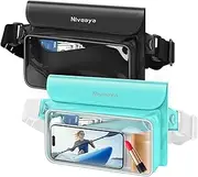 Niveaya IP68 Waterproof Fanny Pack - 2 Pack, Dry Bag Pouch, Phone Waterproof Waist Pouch Dry Bag, Beach, Kayaking, Swimming, Boat Essentials, for iPhone 16/15/14/13/12 Pro Max up to 9.5"