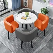 Negotiation Table and Chair Set,Office Reception Room Club Table,Simple Round Dining Table Set, Conference Tables,Coffee Table and Chair Set (Color : 2, Size : 23.6in/60cm)