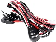TGMGADANTV 12V 2 Meter 40A Offroad LED Driving Lamp Extention Wire Relay LED Work Light Bar Wiring Loom Harness Kit Fuse Switch 4x4 ATV SUV Metal Wire(1wire Control 2light)