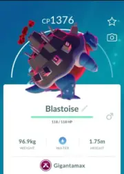 - Gigantamax Blastoise - P T C - high stardust - Description