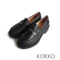 在飛比找Yahoo奇摩購物中心優惠-KOKKO簡約英倫學院風厚底樂福鞋黑色