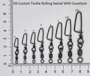Coastlock Rolling Fishing Snap Clip Swivel 50 pcs size 2/0 to 6