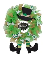 Northlight Happy St. Patrick's Day Ribbon Wreath with Leprechaun Hat