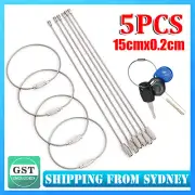 5Pcs Stainless Steel EDC Aircraft Cable Wire Loop Tag Key Chain Ring Screw Lock