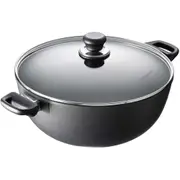 Scanpan 32cm/7.5L Aluminium Stew Pot w/Lid/Handle Casserole Cookware Round Black