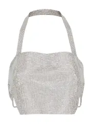 Nue Studio Estelle Crystal-embellished Halterneck top - Silver - S S