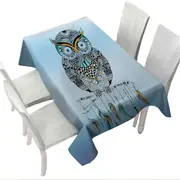 Light Blue Native Owl Tablecloth