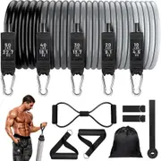 11Pcs Resistance Band Set Yoga Pilates Abs Exercise Fitness Tube Workout Bands