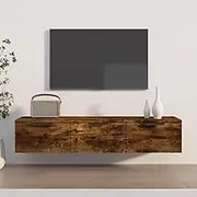 Smoked Oak Wall Cabinet 102x30x20 cm, Engineered Wood Floating Shelf with Drawers - Stylish Storage Solution for Bedroom, Living Room, Bathroom, and Office Decor