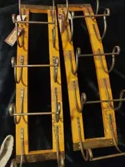 2 Wall Mounted 5 Tier Wood & Industrial Bronze Metal Wine Bottle Rack Cabernet