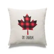 Oh Canada With Check Maple Leaf Print And Microgel Feather Like Insert Pillow