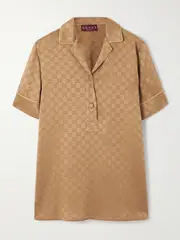 [Gucci] Gucci - Gg Hammered Satin-jacquard Shirt - Brass - IT40 IT 40 Metallic