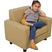 Factory Direct Partners SoftScape Inspired Playtime Classic Reading Chair, Children's Commercial-Grade Upholstered Furniture for Home, Daycare, Preschool, Library, Comfy Modern Design - Sand, 14472-SD