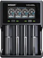 XTAR VC4SL Upgrade Version VC4S 4 Bay Type C Rechargeable Battery Charger Fast Universal Charger with LCD for 3.7V 3.6V Li-ion Battery and Ni-MH Ni-CD AA AAA
