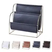Metal PU Leather Magazine Rack, Newspaper Holder, Metal Magazine Rack for Magazines, Newspapers or M