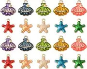 [KitBeads] 50pcs Mixed Styles Sea Shell Charms Enamel Sea Creature Ocean Life Charms Summer Beach Sea Star Starfish Charms for Jewelry Making