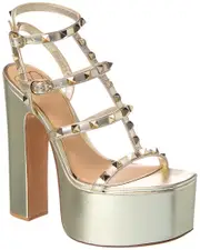 Valentino Rockstud Caged 155 Leather Ankle Strap Platform Sandal