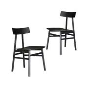 Claire Dining Chair Set of 2 Solid Oak Wood Timber Seat Furniture - Black